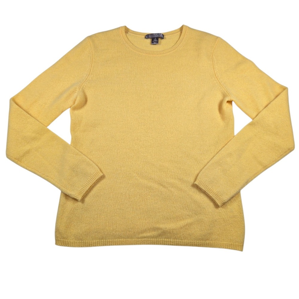 Charter Club Sweater Yellow Luxury Cashmere Crew Neck Knit Sweater Women's Sz S